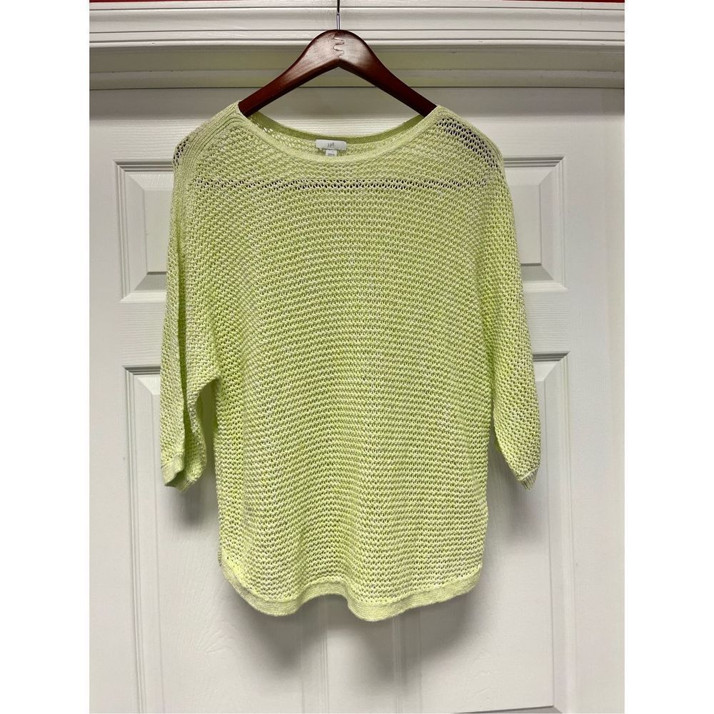 J. Jill Line Green Mesh Sweater Knit Sweater sz L EUC